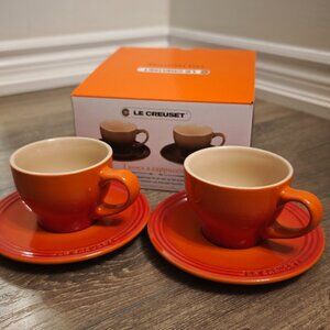 LE CREUSET - Classic Cappuccino Cups - Set of 2 - Orange